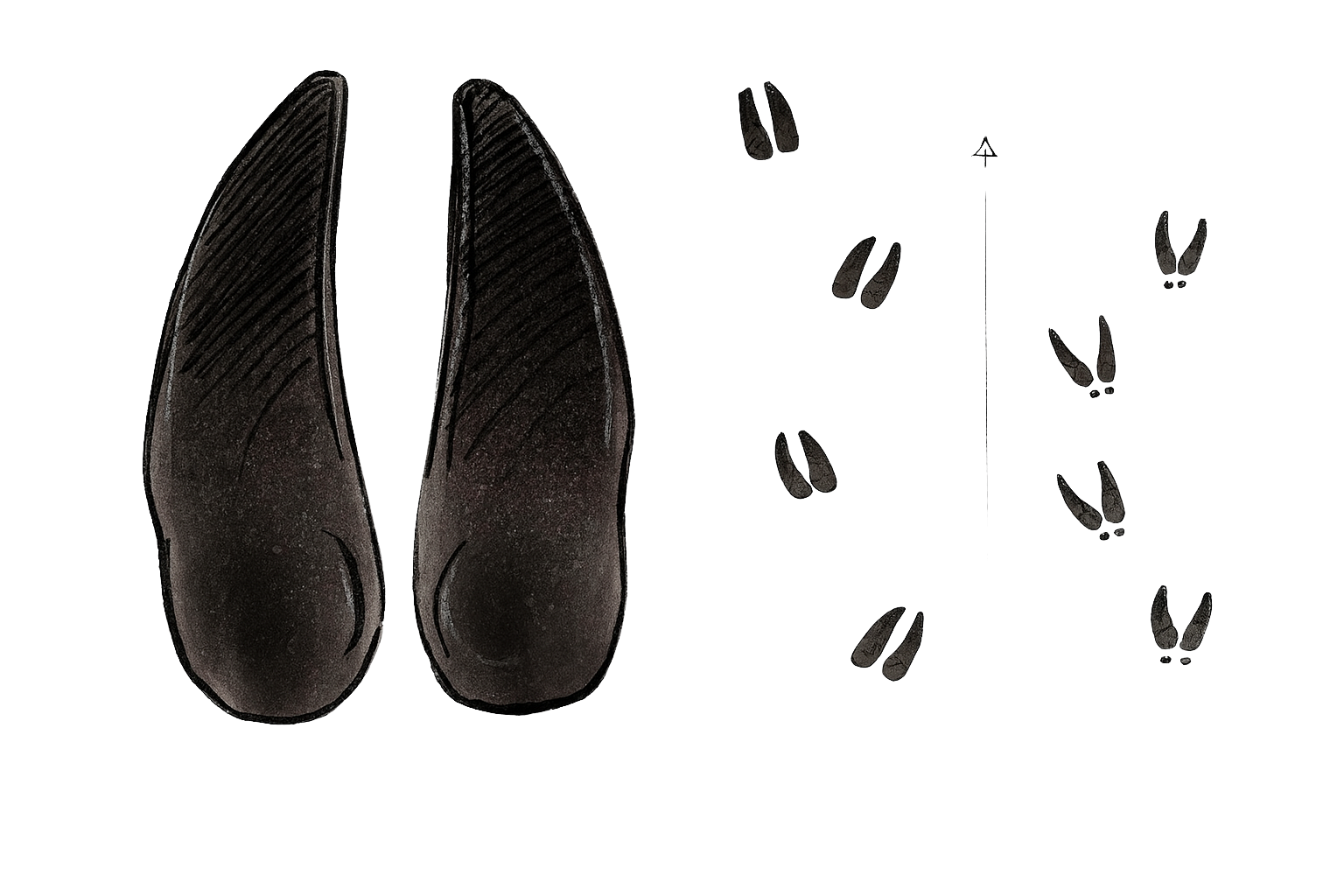 links vertraut - rechts flüchtiges Fährtenbild